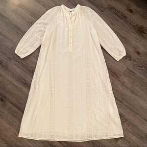 Zara Cream Eyelet Midi Dress